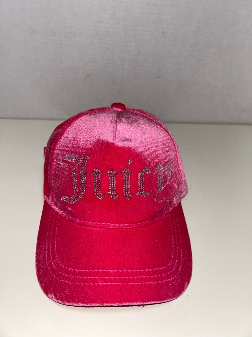 Juicy Couture Hot Pink Velour Velvet Bling Rhinestone Baseball Cap Hat
